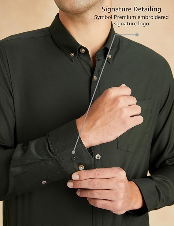 Symbol Premium Men Stylish Solid All Day Fresh Buttondown Casual Shirt - Regular Fit | Plain | Full Sleeve | Cotton Semi Formal Wear (Available in Plus Size & Combo Pack) - Image 4