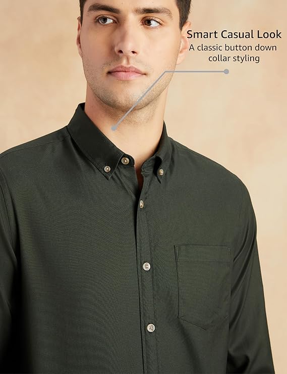 Symbol Premium Men Stylish Solid All Day Fresh Buttondown Casual Shirt - Regular Fit | Plain | Full Sleeve | Cotton Semi Formal Wear (Available in Plus Size & Combo Pack) - Image 3