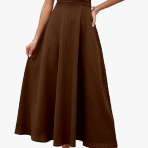 Shasmi Girl's & Women's Solid Color V-Neck A-Line Maxi Dress for Women | New Year Party Outfit | Waist Cinched Puff Sleeve Western | Elegant Casual Wear (Dress 246)